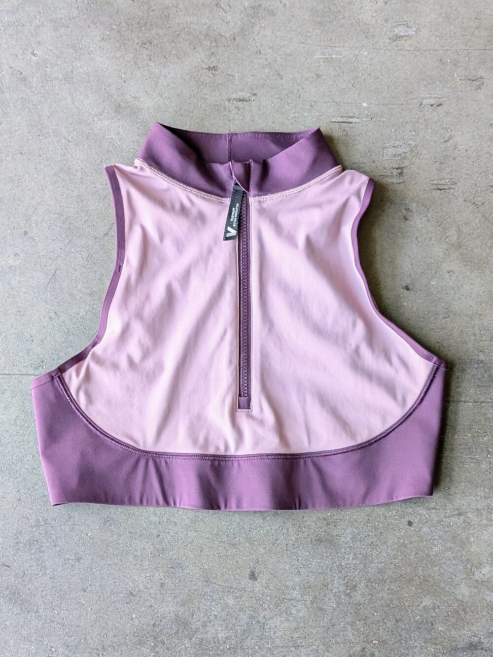 Allyson Felix x Athleta Legend Crop Top Purple Zip Up Sports Bra size XL